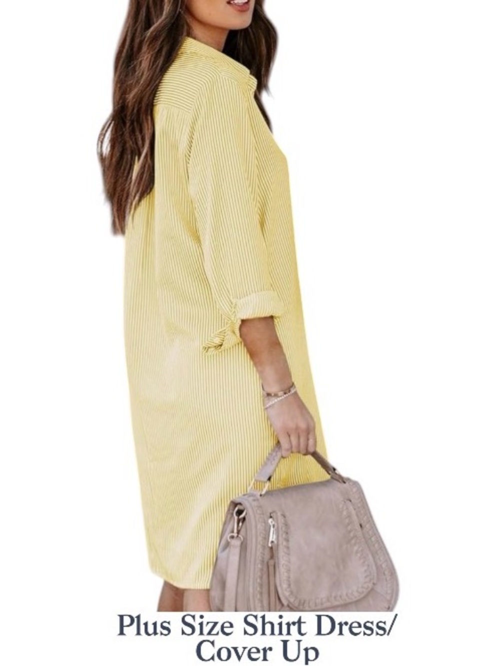 2X Women’s Plus Yellow and White Shirt Dress/Tunic/Cover-Up
